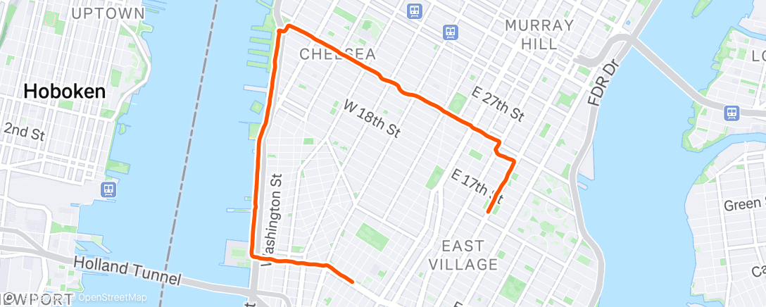 Map of the activity, Morning Run to our first NY bagel of the trip