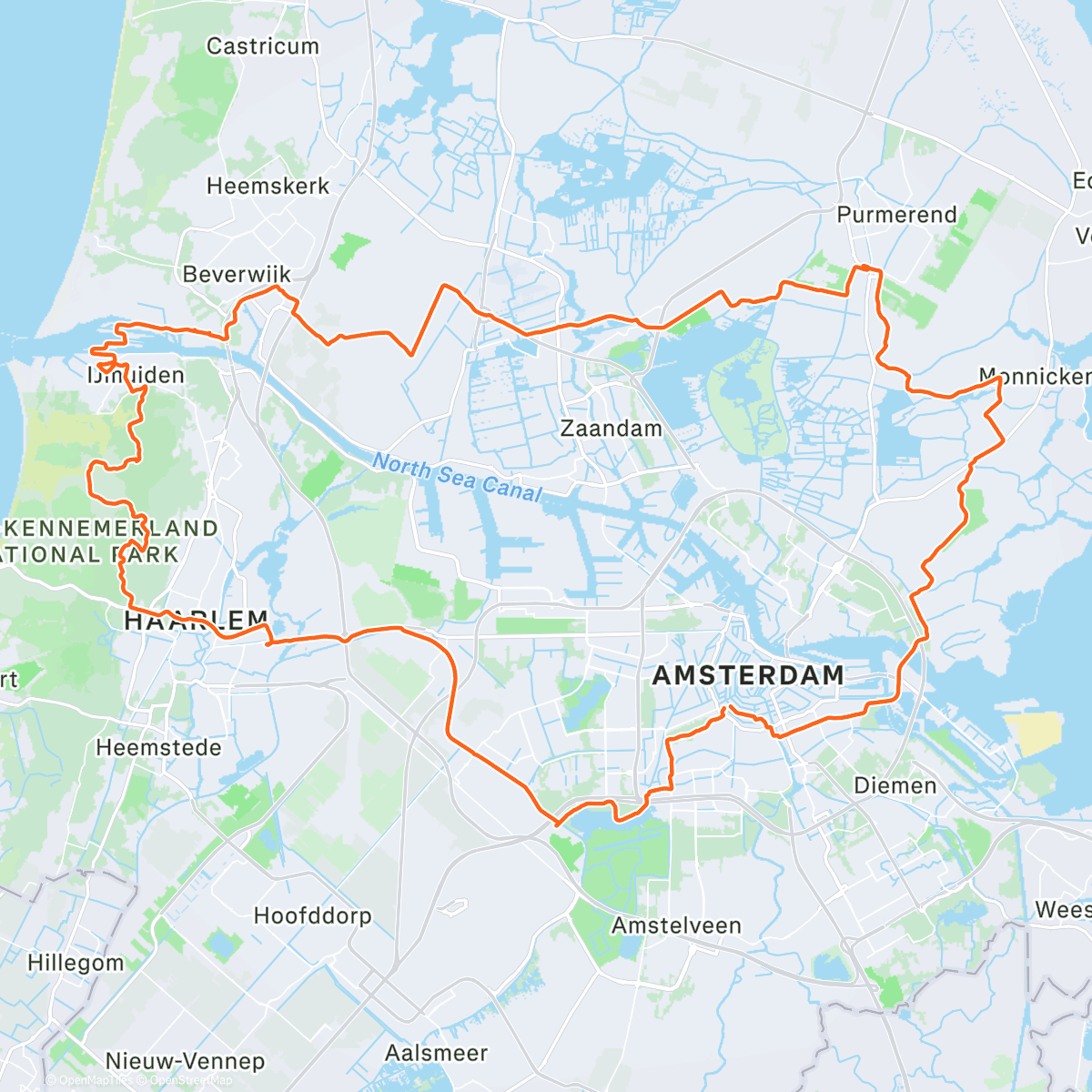 Map of the activity, Out to IJmuiden and the Dunes