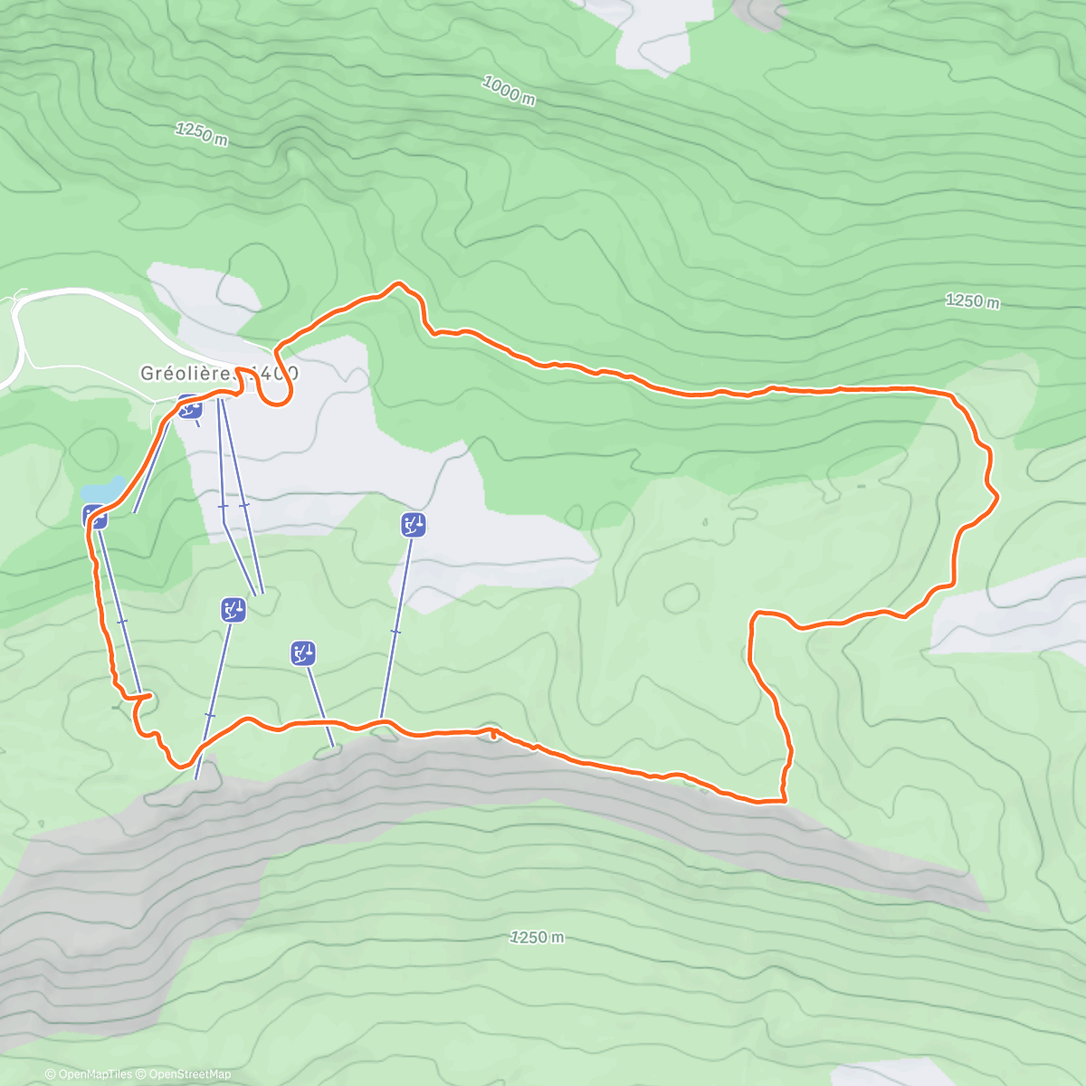Map of the activity, Gréo under the snow