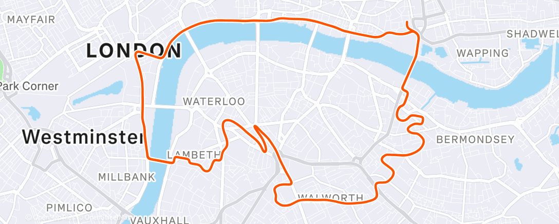 Map of the activity, Zwift - Race: Zwift Racing League: City Showdown - Open Blue League Division 2 (C) on London Loop Reverse in London