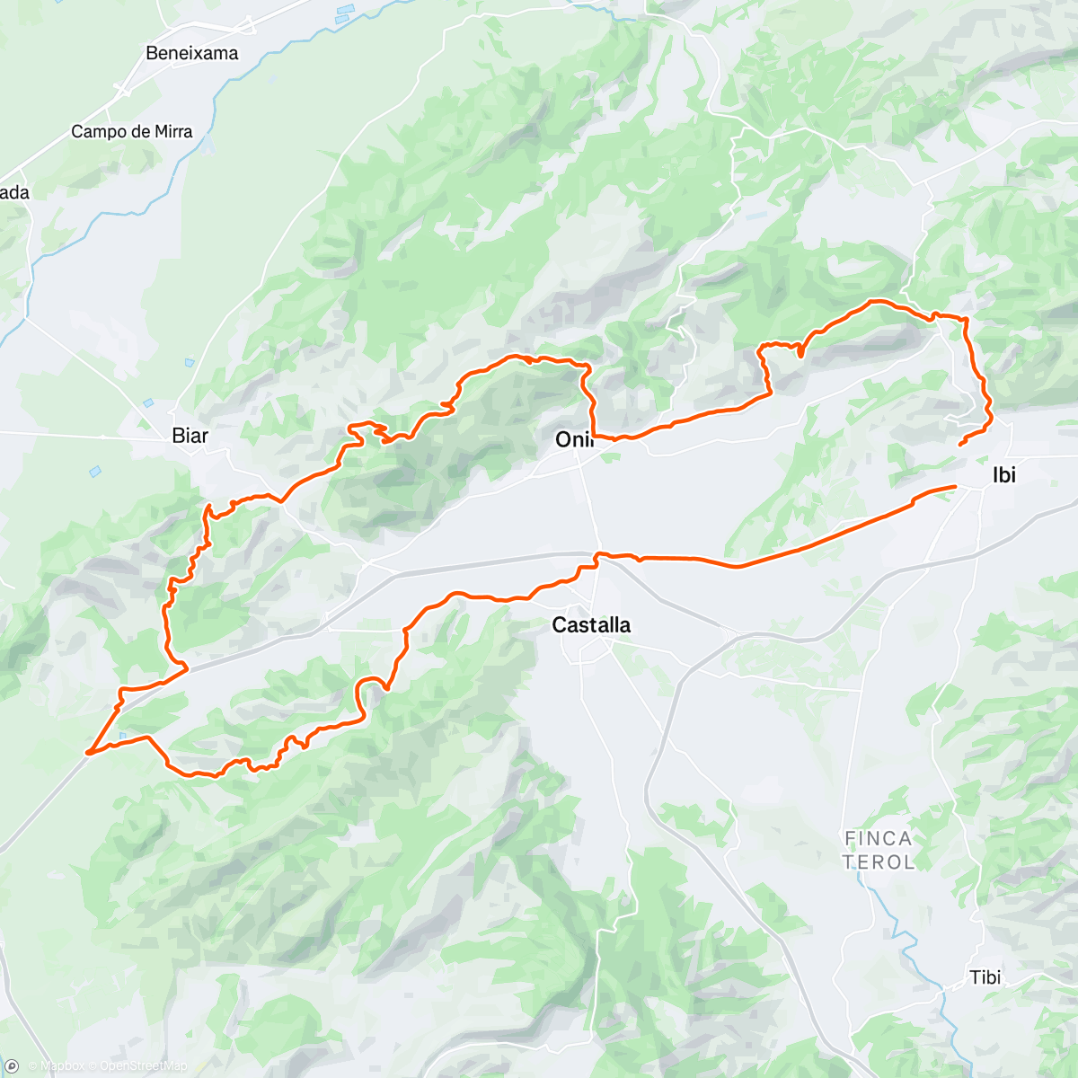 Map of the activity, Carrascal-Sierra Biar-Reconco-Monvari