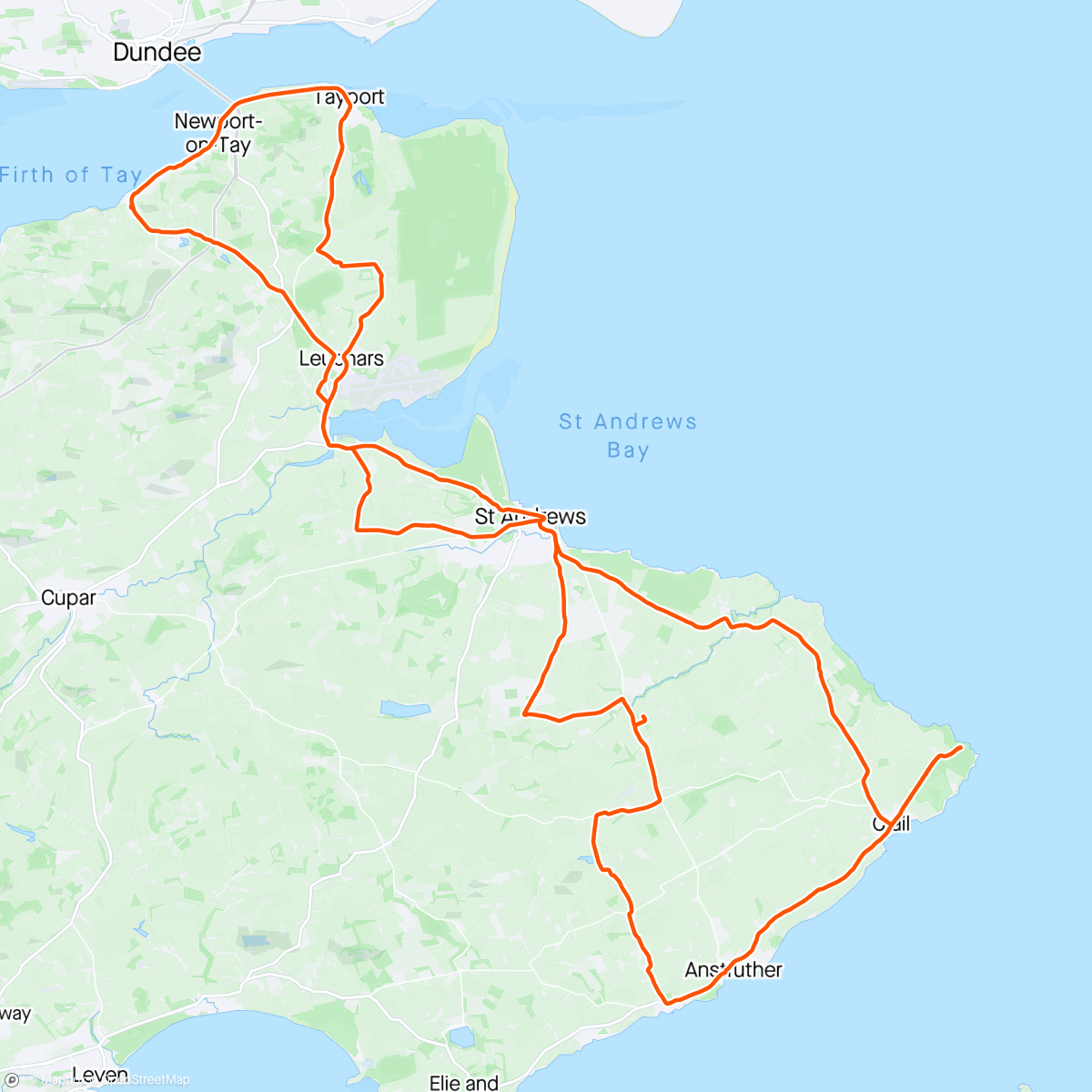 Map of the activity, East Fife 100