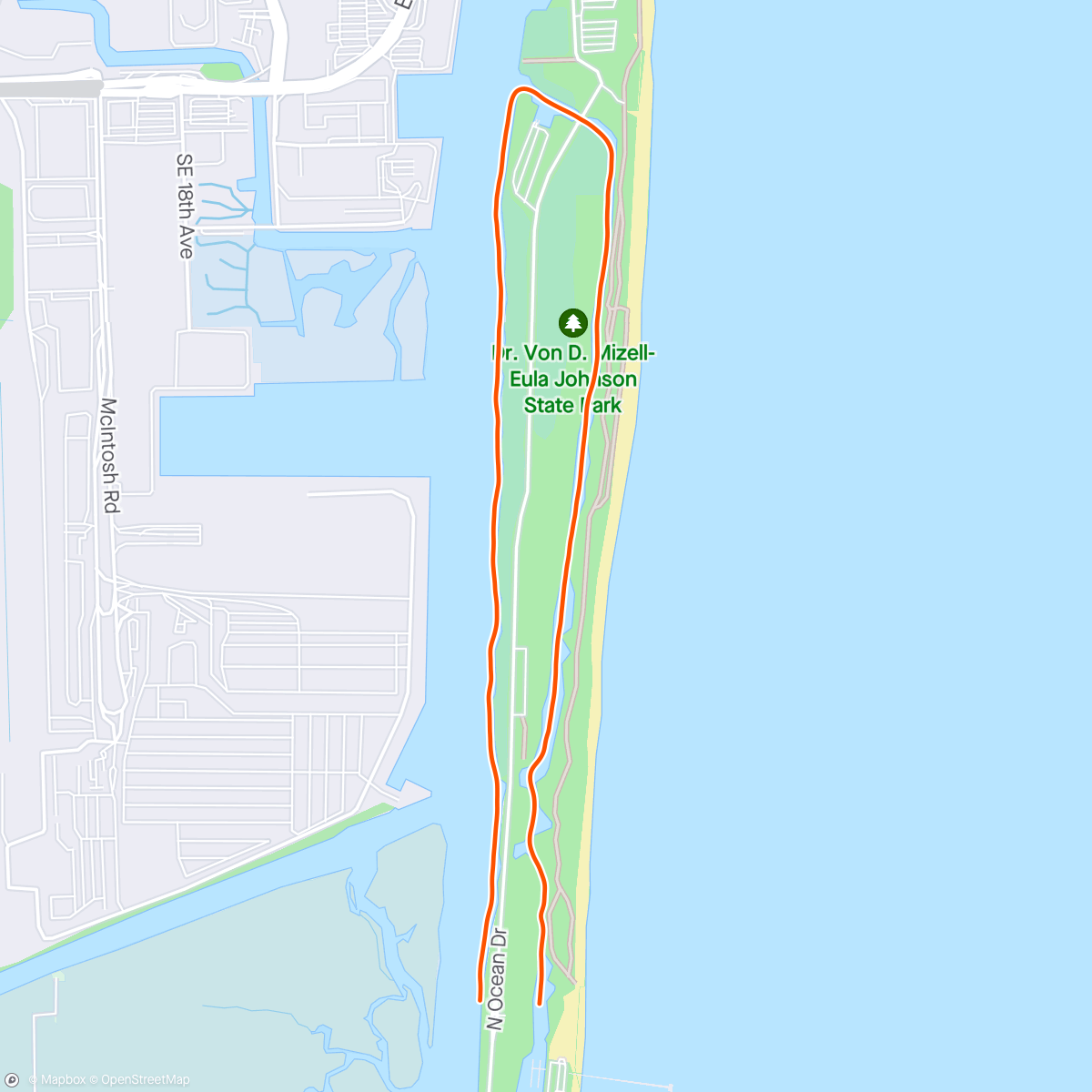 Map of the activity, Kinomap - KayakPro.  Dania Beach,  Whiskey Creek  Florida