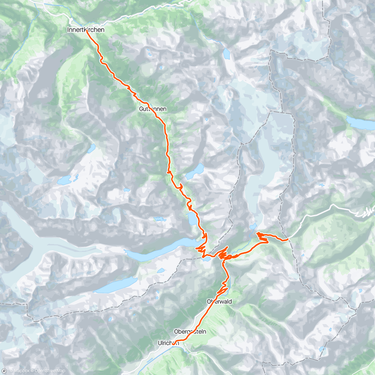 Map of the activity, Grimselpass and Furkapass