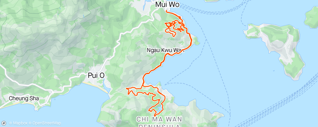Map of the activity, Saturday mtb Lantau