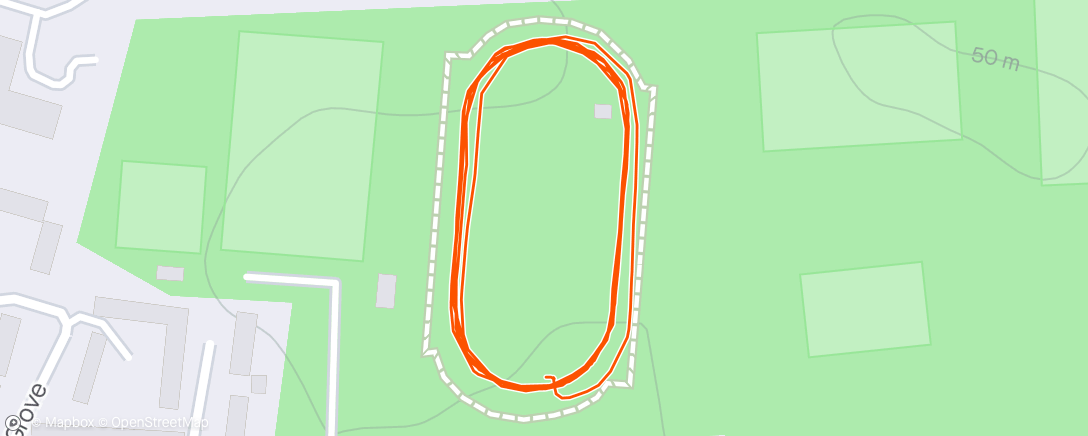 Map of the activity, 3x 800m reps