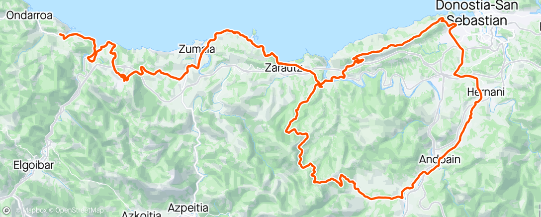 Map of the activity, Andazarrate - Igeldo - Itziar - Igeldo