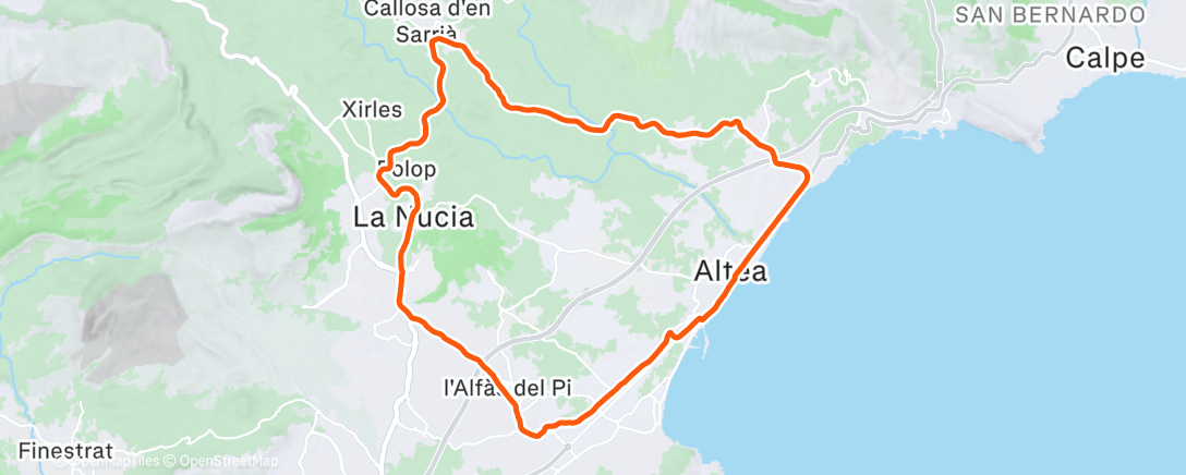 Map of the activity, Bicicleta por la mañana