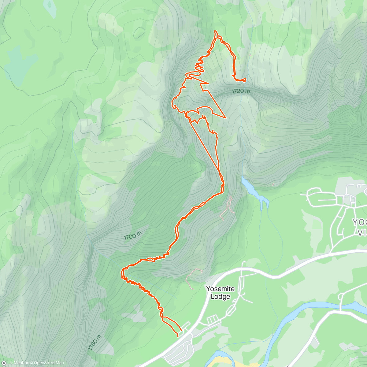 Map of the activity, Rocky hike up to the summit of Upper Yosemite Falls❤️