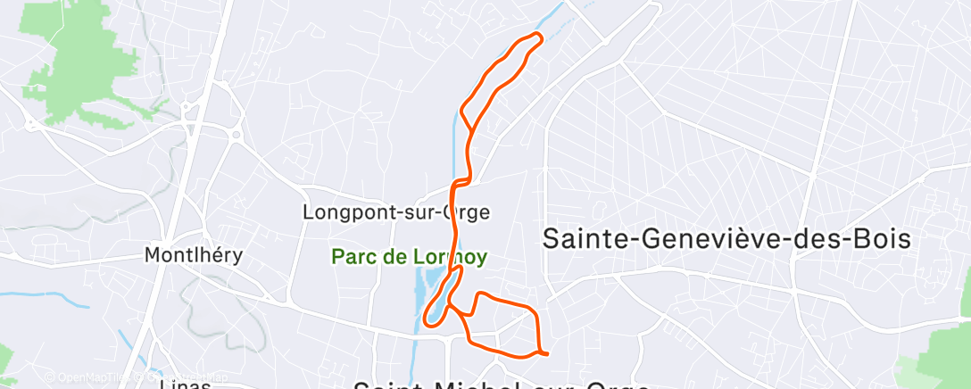 Map of the activity, Course à pied le midi