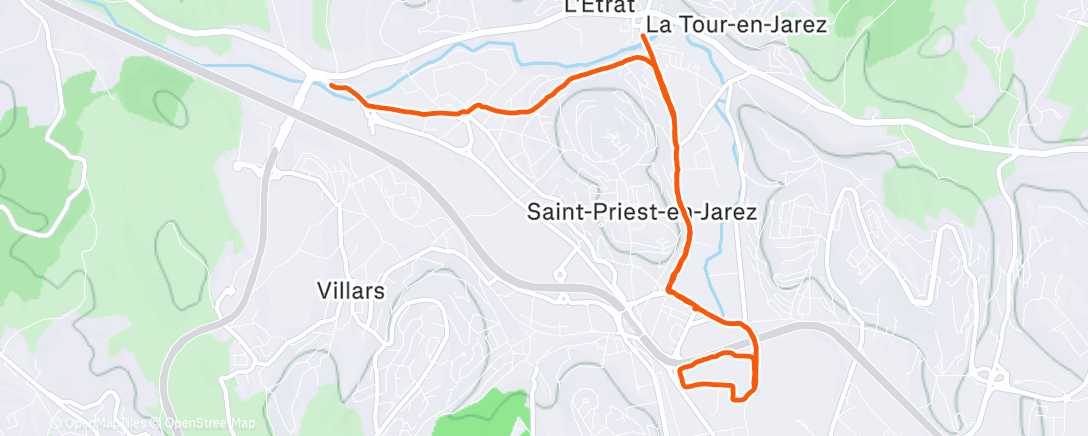 Map of the activity, Course à pied le soir