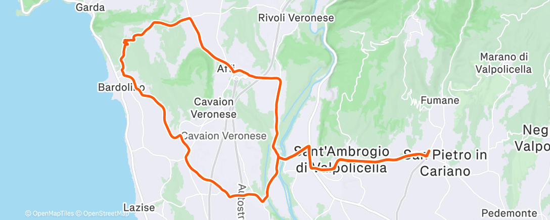 Map of the activity, Pedalata mattutina