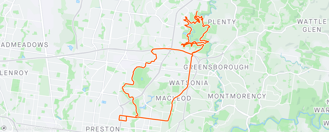 Map of the activity, PG Lunch Ride with Ronny