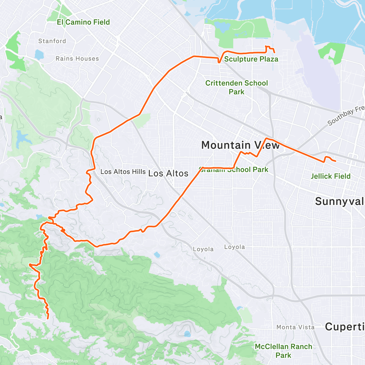 Map of the activity, Page Mill with Giles and Susie