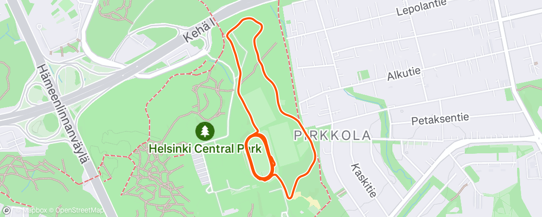 Map of the activity, Evening Run