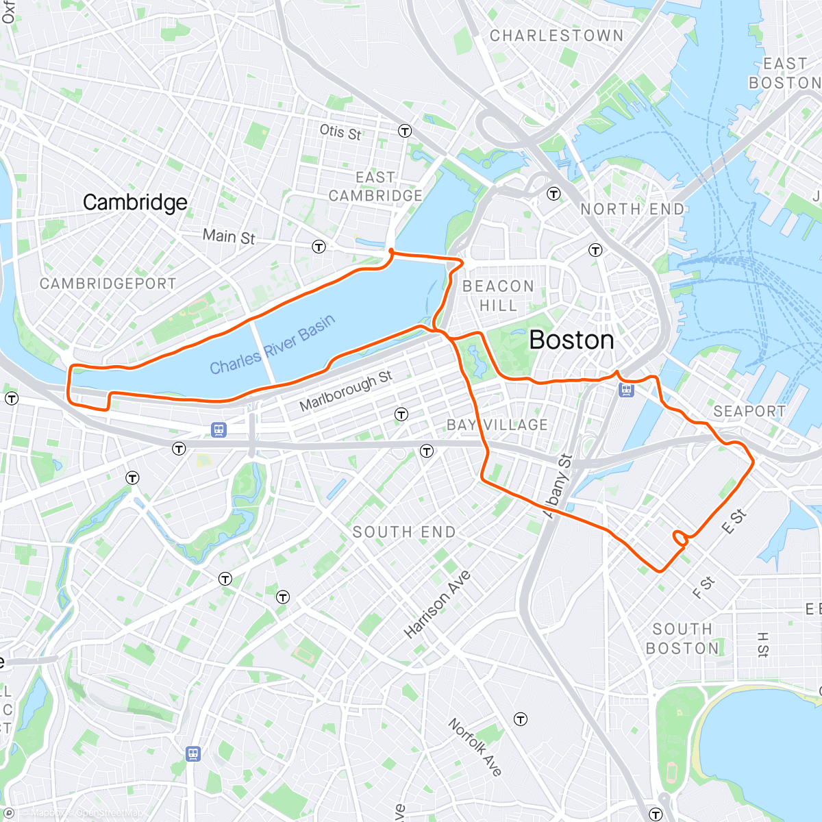 Map of the activity, Charles River run, humidity and all