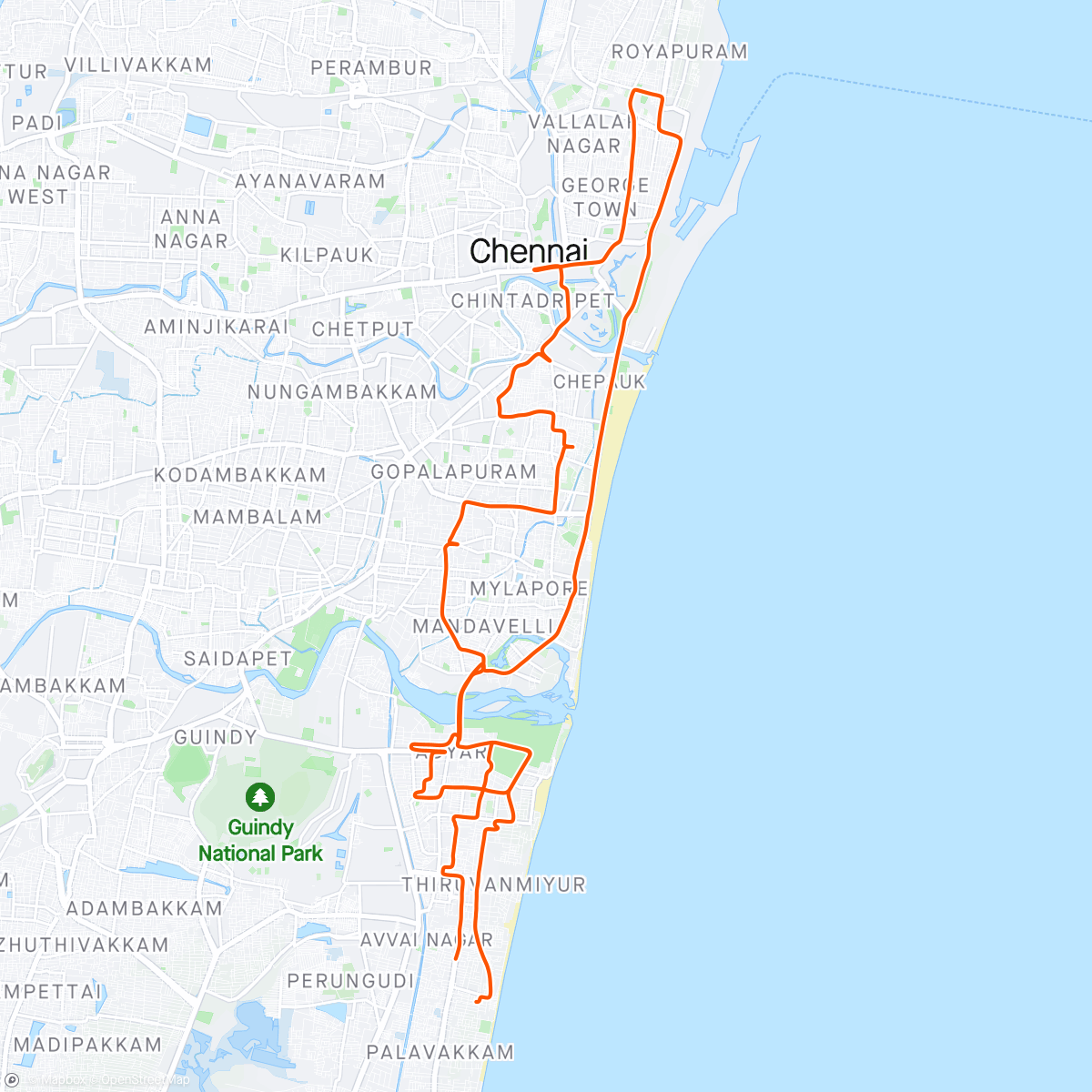Map of the activity, Sunday Evening Ride