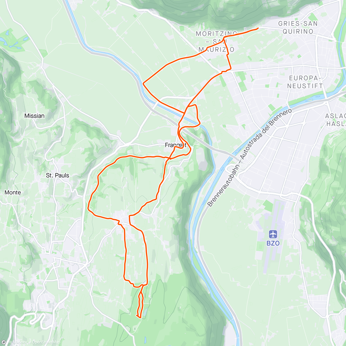 Map of the activity, Mtb a Monticolo