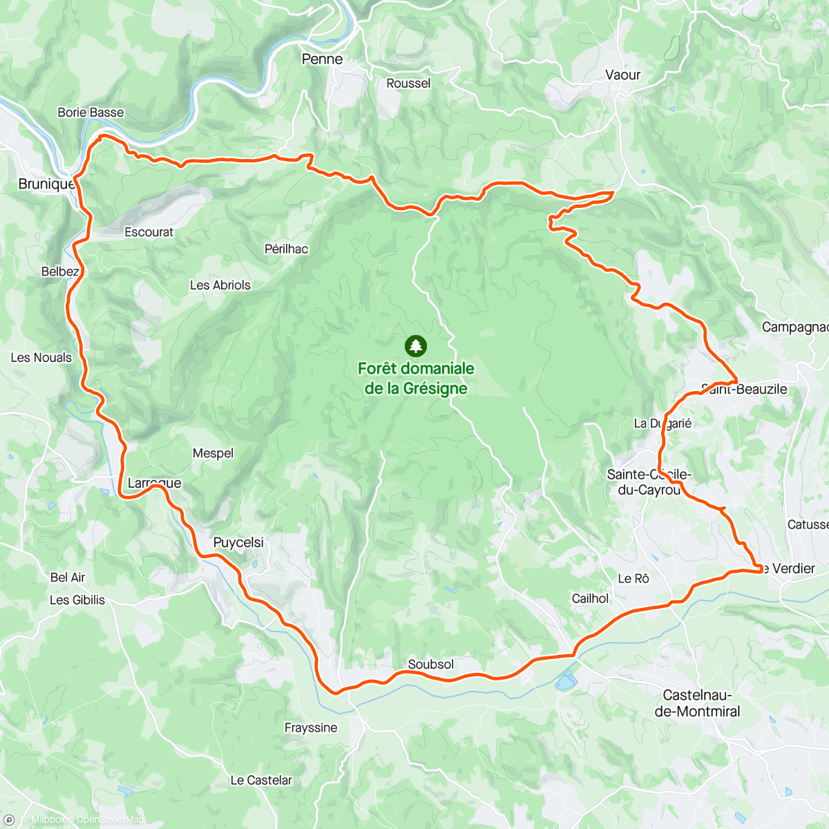 Map of the activity, Vélo de route matinale