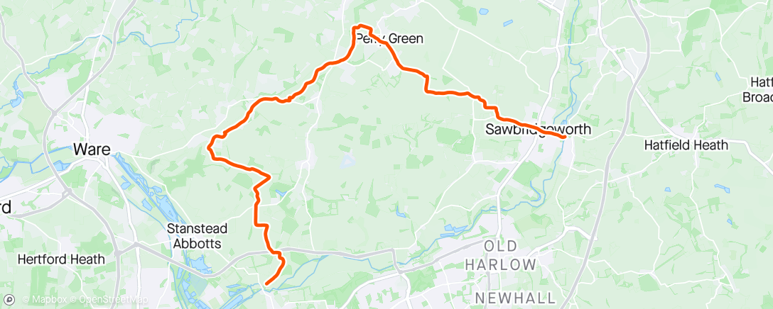 Karte der Aktivität „Roydon to Sawbridgeworth”