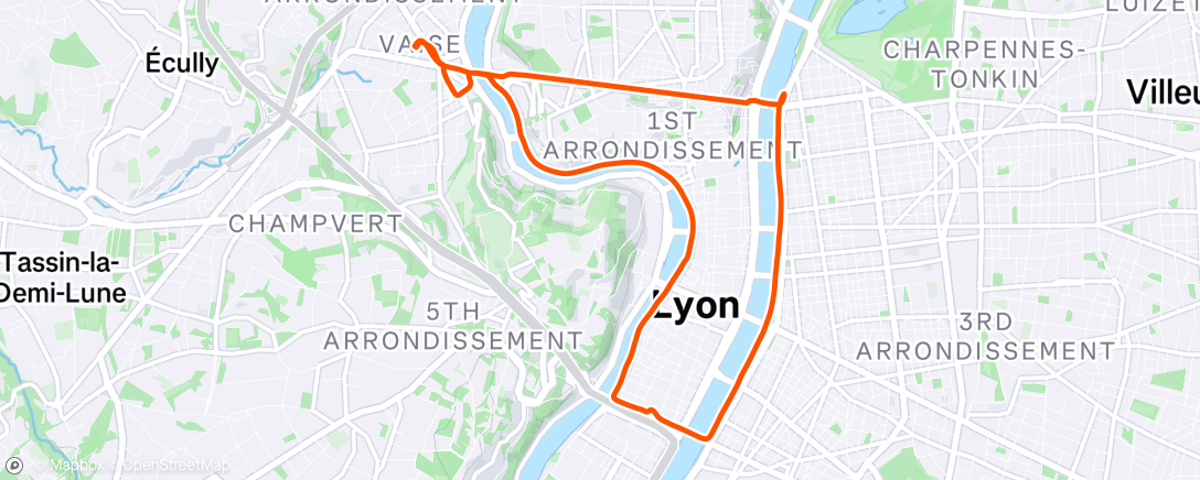 Map of the activity, Course à pied le matin
