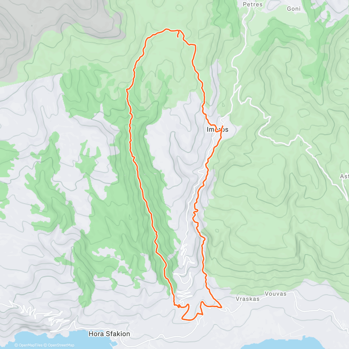 Map of the activity, Imbros & Nachbar Gorge