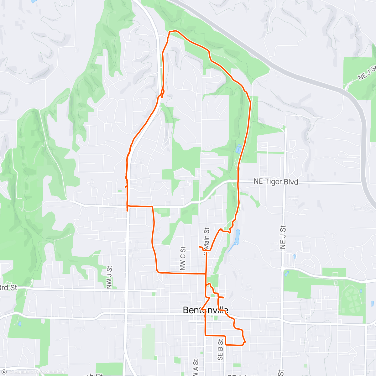 Map of the activity, ‘Sploring Bentonville With Julie