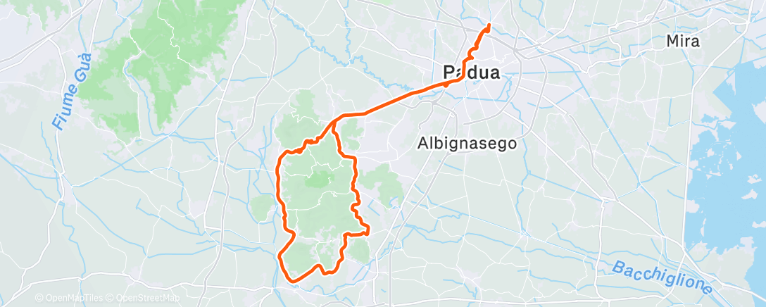 Map of the activity, Pedalata mattutina