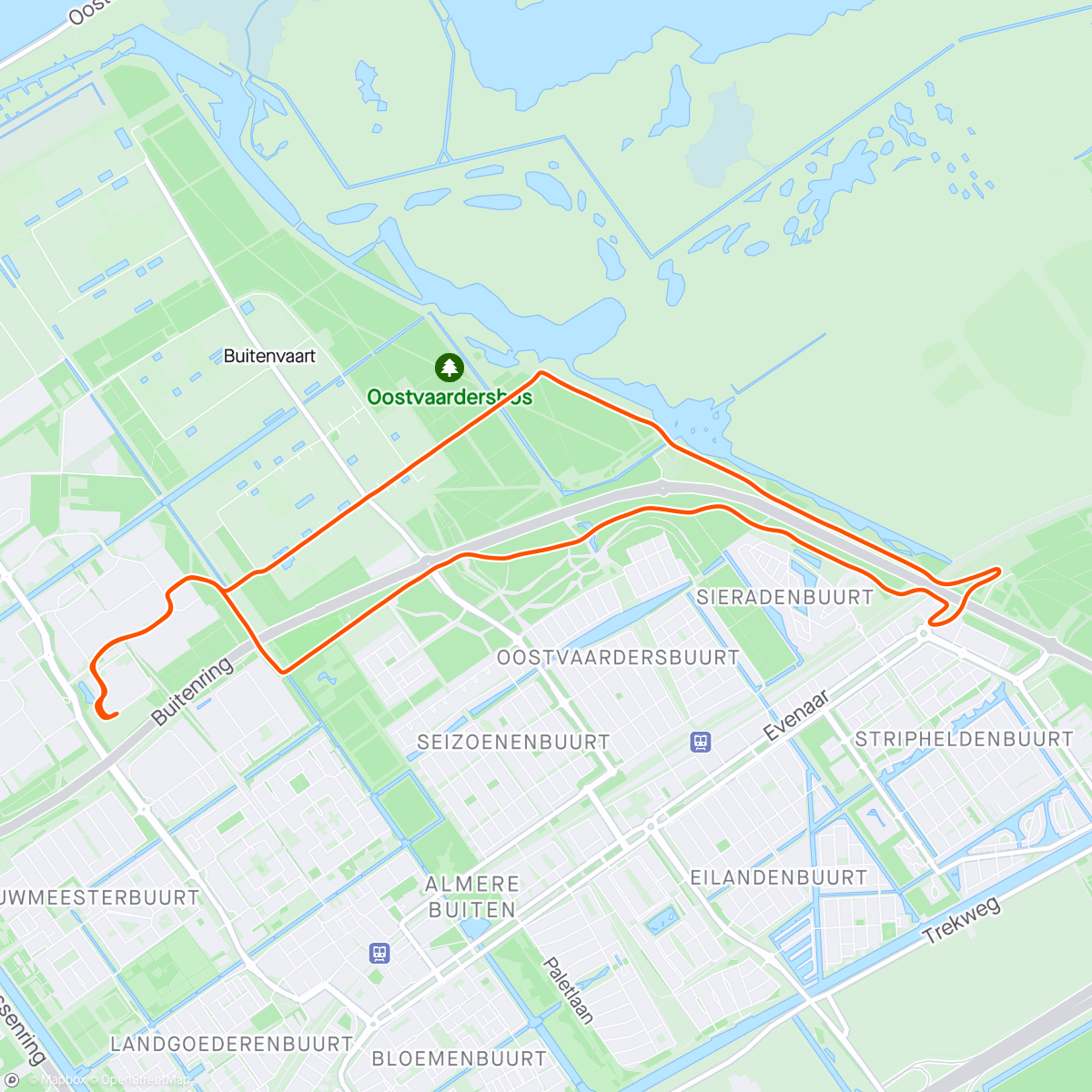 Map of the activity, Sportlab Oostvaarders Run