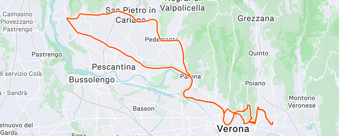 Map of the activity, Pedalata pomeridiana