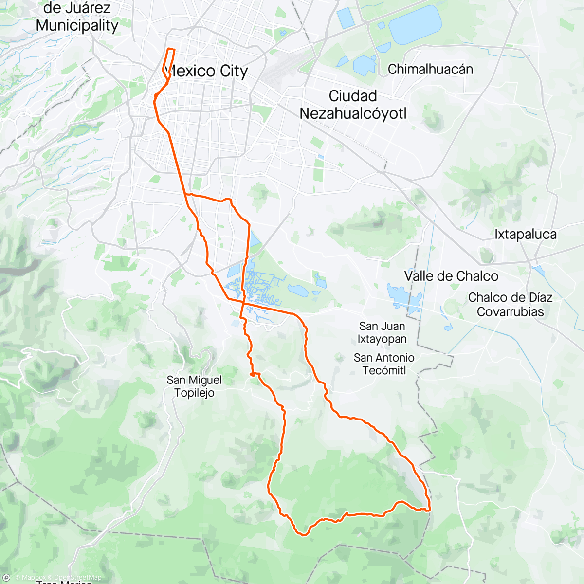 Map of the activity, Volcán Tláloc