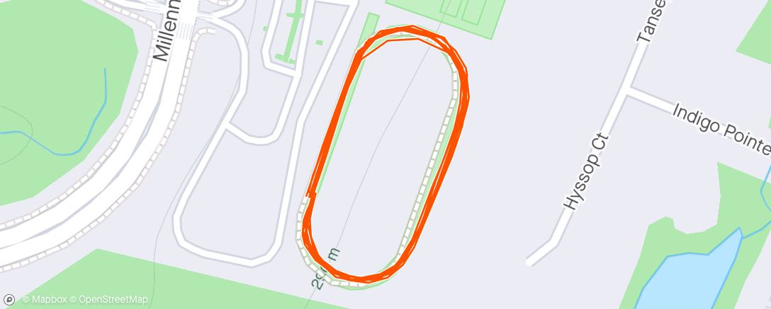 Map of the activity, 8x200in(:32)w/200jog