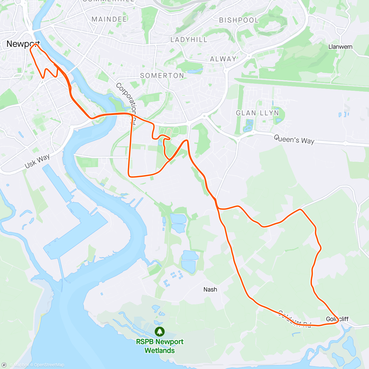 Map of the activity, Newport Half-Marathon