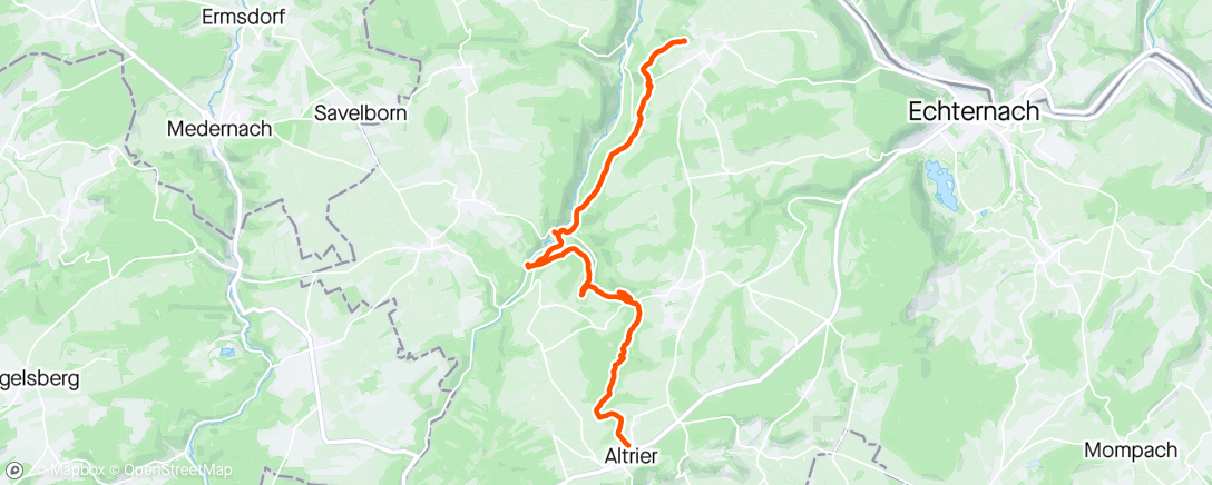 Mapa da atividade, Altrier Berdorf hike