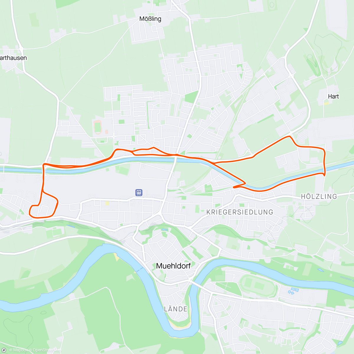Map of the activity, Lauf am Nachmittag - (chat a bit) recovery run -
