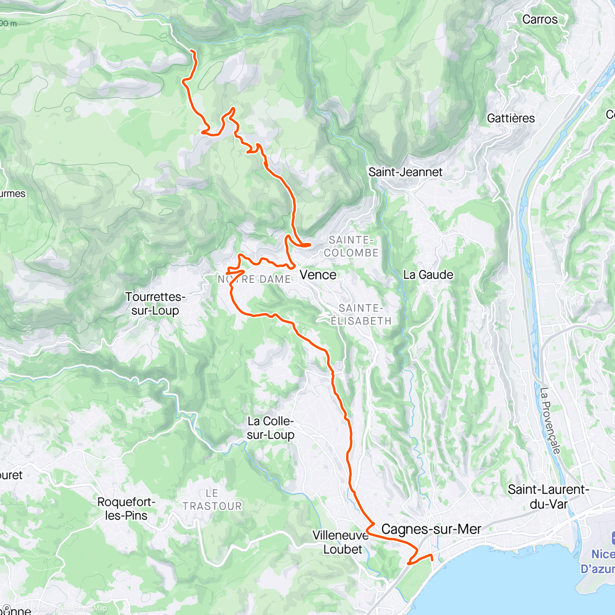 Map of the activity, ROUVY - Challenge Cagnes-sur-Mer 28km