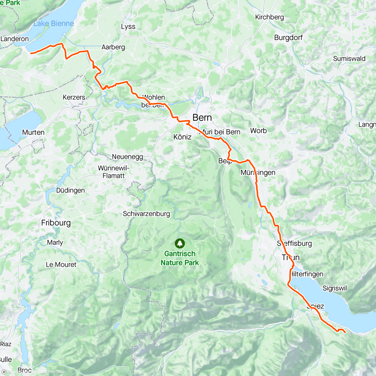 Map of the activity, Vinelz-Krattigen