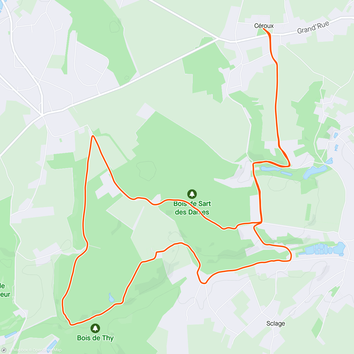 Map of the activity, Jogging bw ce roux mousty