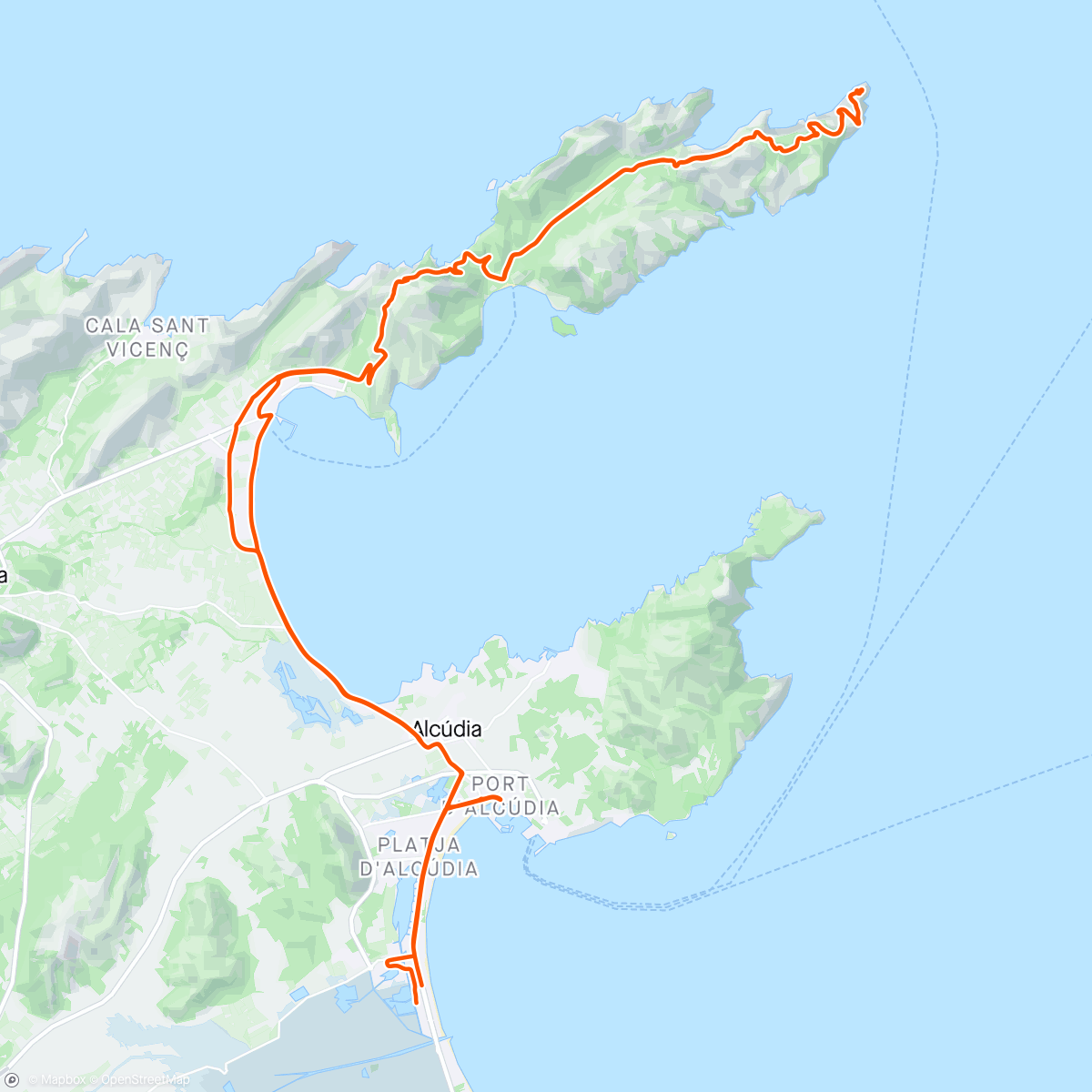 アクティビティ「Cap Formentor i dag 🚴🏻‍♂️🚴🏻‍♂️🚴🏻‍♂️🚴🏻‍♂️🚴🏻‍♂️👍🏻😎🇪🇸」の地図