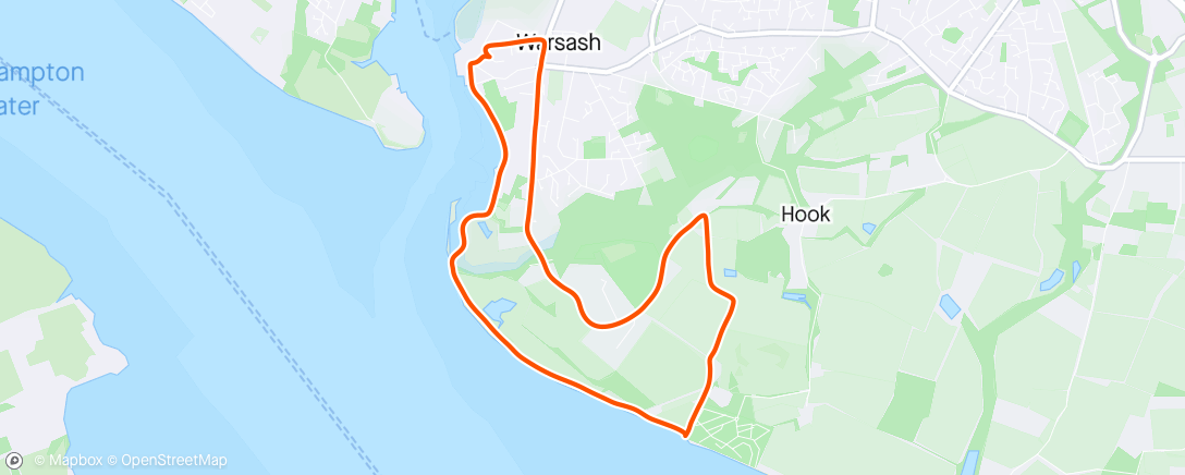 Map of the activity, Hook with Warsash - Afternoon Trail Run w. Rory