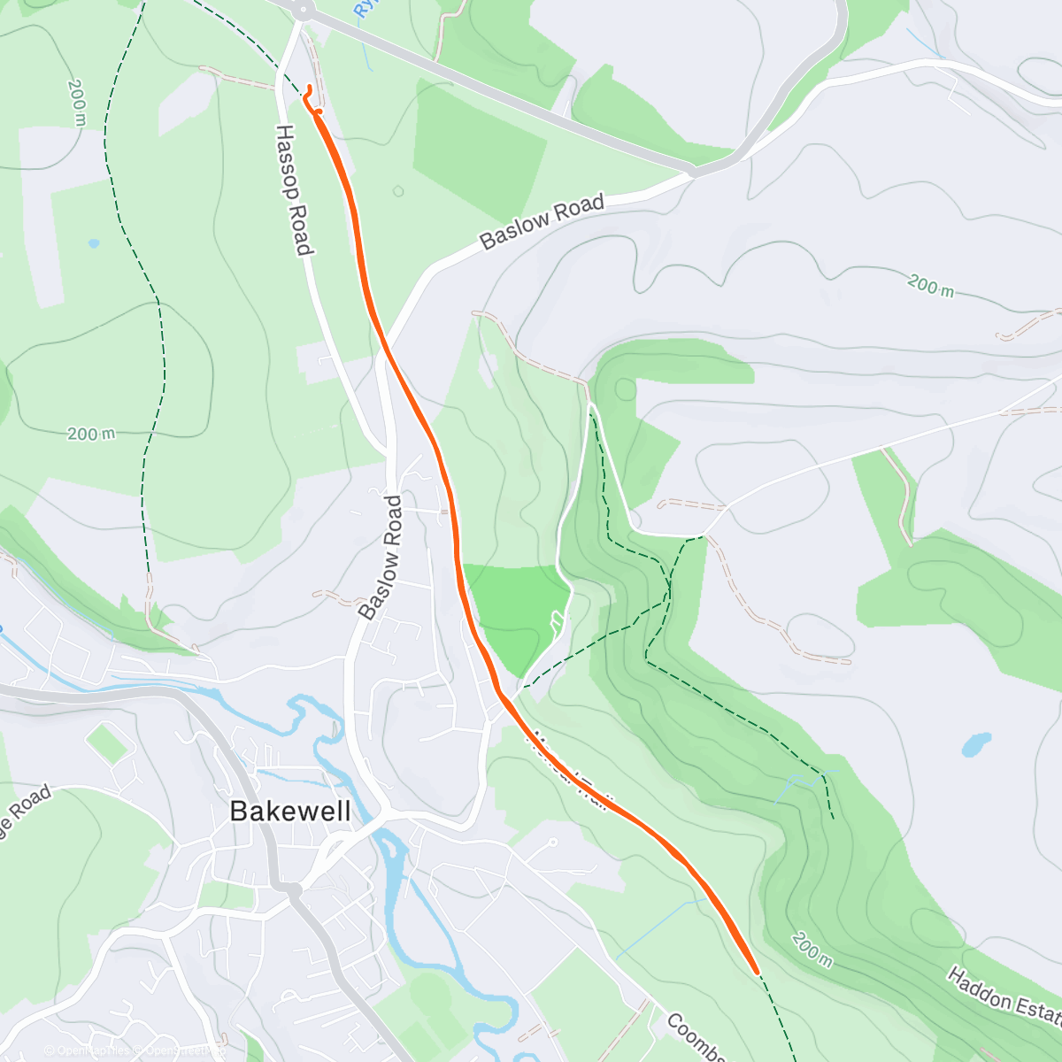 Map of the activity, Monsal/Hassop Parkrun