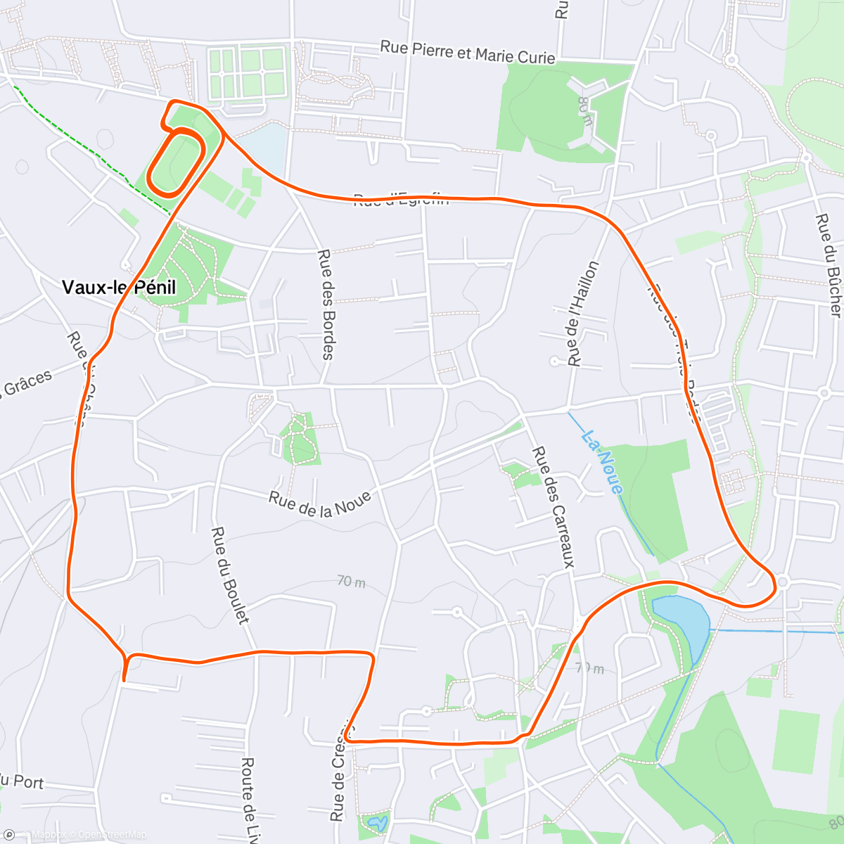 Map of the activity, Course à pied le midi