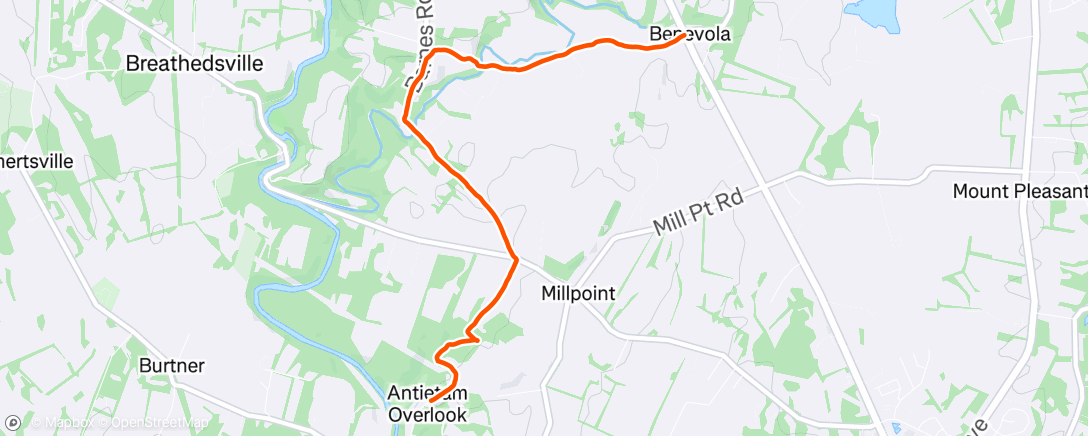 Map of the activity, Afternoon Run