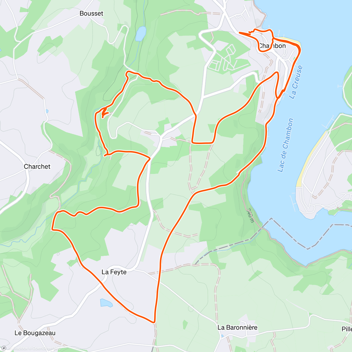 Map of the activity, Canicross eguzon deux erreurs de parcours qui font mal à la tête mais comptant de nôtre course quand même. 5ème.