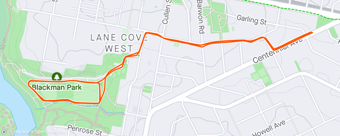 Map of the activity, Afternoon Run