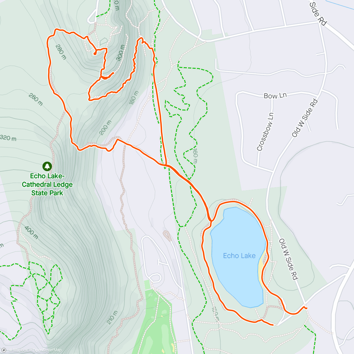 Map of the activity, Cathedral Rock hike