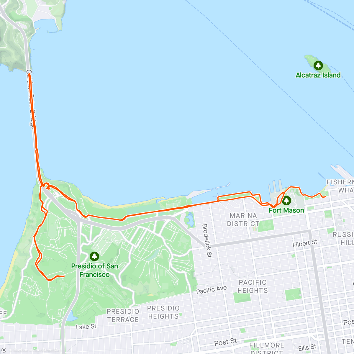 Mapa de la actividad, Golden Gate Bridge after closed by protesters