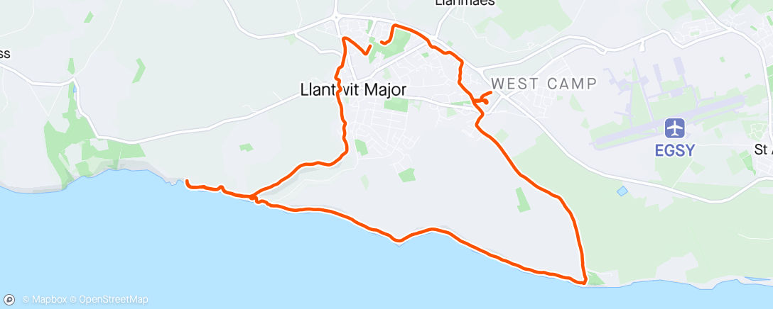 Map of the activity, Llantwit coastal loop with more sunshine!