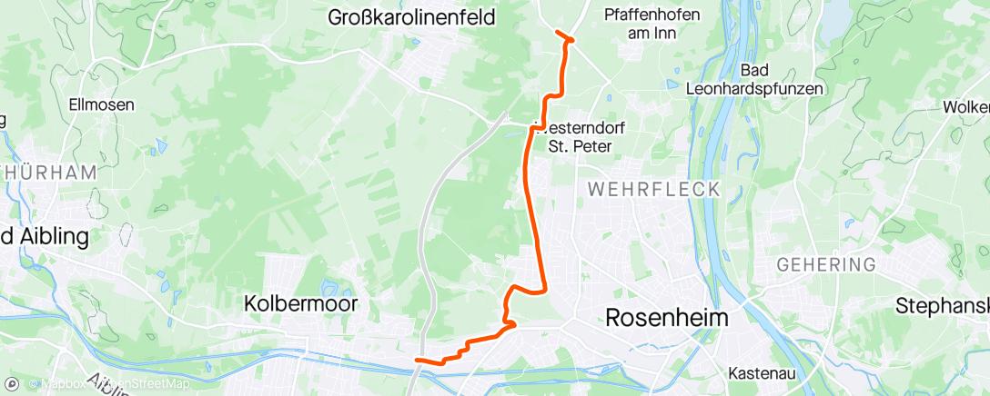 Map of the activity, Mountainbike-Fahrt am Abend
