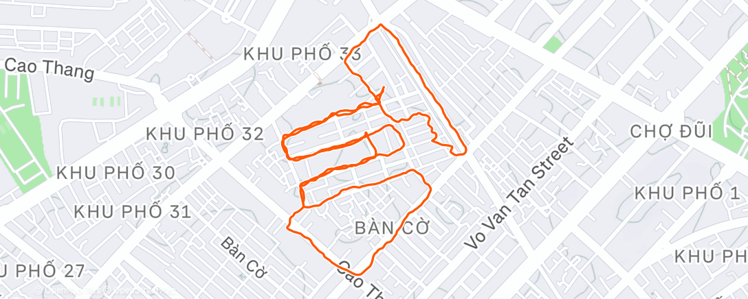 Map of the activity, Evening Run